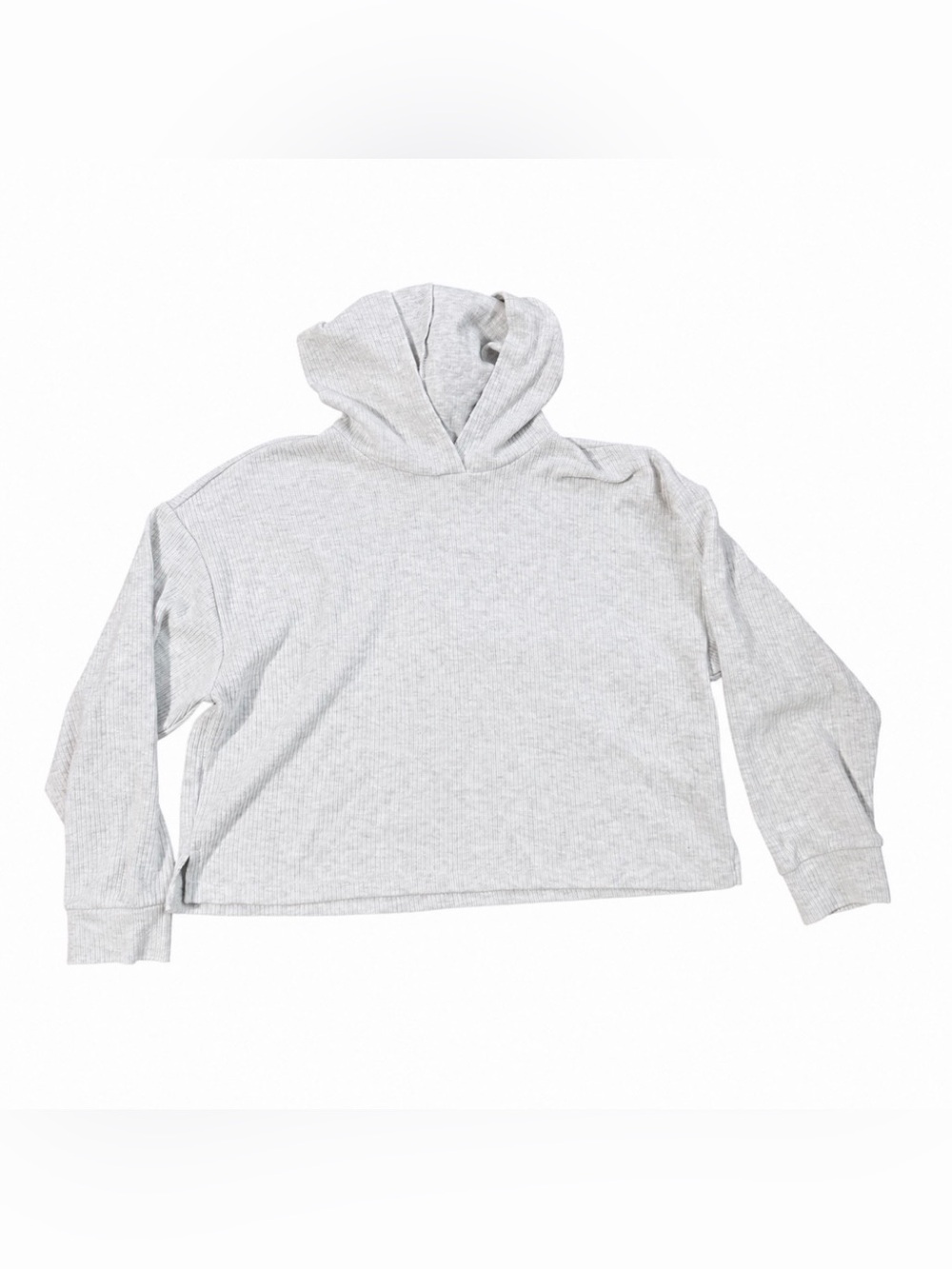 Old Navy Girls Ribbed Cropped Hoodie Size L 10-12 Gray Pullover